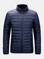 mens zip front quilted solid basic padded puffer jackets with pocket
