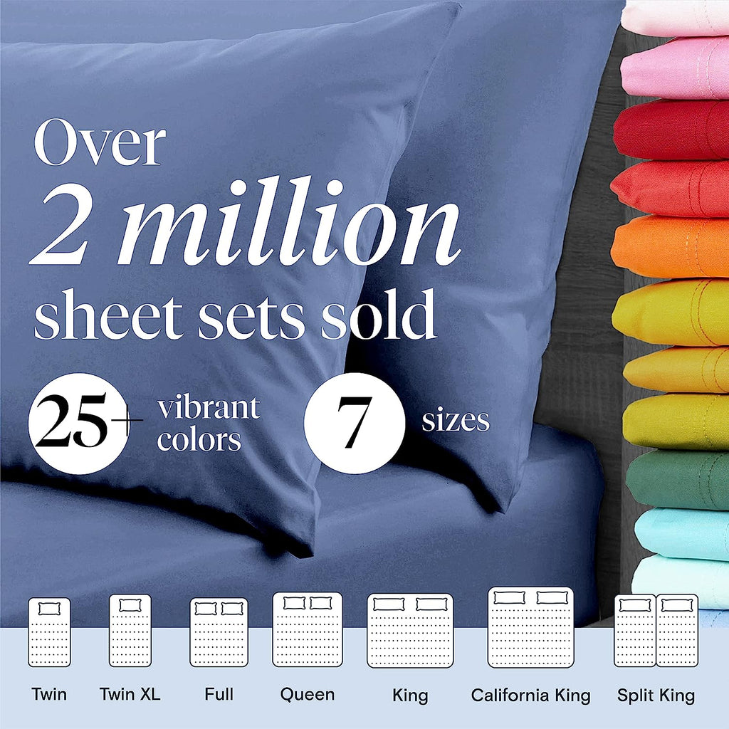 LuxClub 6 PC Queen Sheet Set Bamboo Sheets Deep Pockets 18" Eco Friendly Wrinkle Free Cooling Sheets Machine Washable Hotel Bedding Silky Soft - Oxford Queen