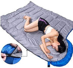XTYZIL Sleeping Bag ZQ Adult Outdoor Camping Sleeping Bag with Hood Camping Office Lunch Break Home Sleeping Bag Supplies, Colour:Double Blue Green