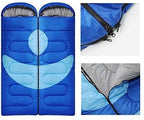 XTYZIL Sleeping Bag ZQ Adult Outdoor Camping Sleeping Bag with Hood Camping Office Lunch Break Home Sleeping Bag Supplies, Colour:Double Blue Green