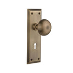 York Plate with Keyhole 2-3/8 in. Backset Antique Brass PassaHall/Closet York Door Knob