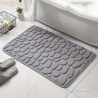 1pc Soft And Comfortable Memory Foam Bath Rug With Cobblestone Embossment - Rapid Water Absorbent And Washable - Non-Slip Bathroom Accessories