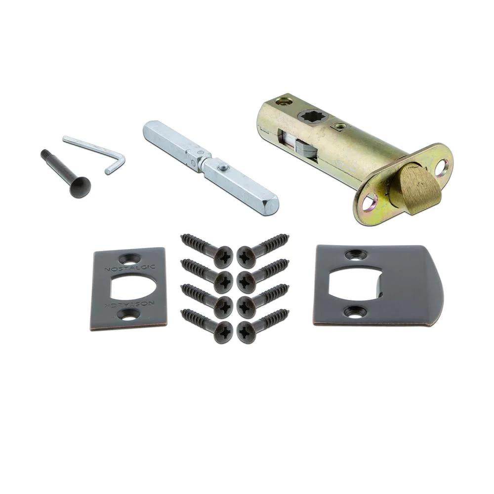 York Plate 2-3/8 in. Backset Timeless Bronze Privacy Bed/Bath Black Porcelain Door Knob