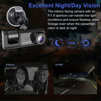 1080P 2 Cameras Dash Cam W/ IR Night Vision, Loop Recording &amp; 2" IPS Screen