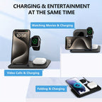 Wireless Charging Station For  Multiple Devices Foldable 3 In 1 Fast Charger Station Stand Dock For IWatch Series 8, 7, 6, SE, 5, 4, 3, 2, Airpods Pro 3, 2,  14Pro, 14, 13, Pro Max, 13 ,12, 11 Pro, X ,Max ,XS, XR, 8