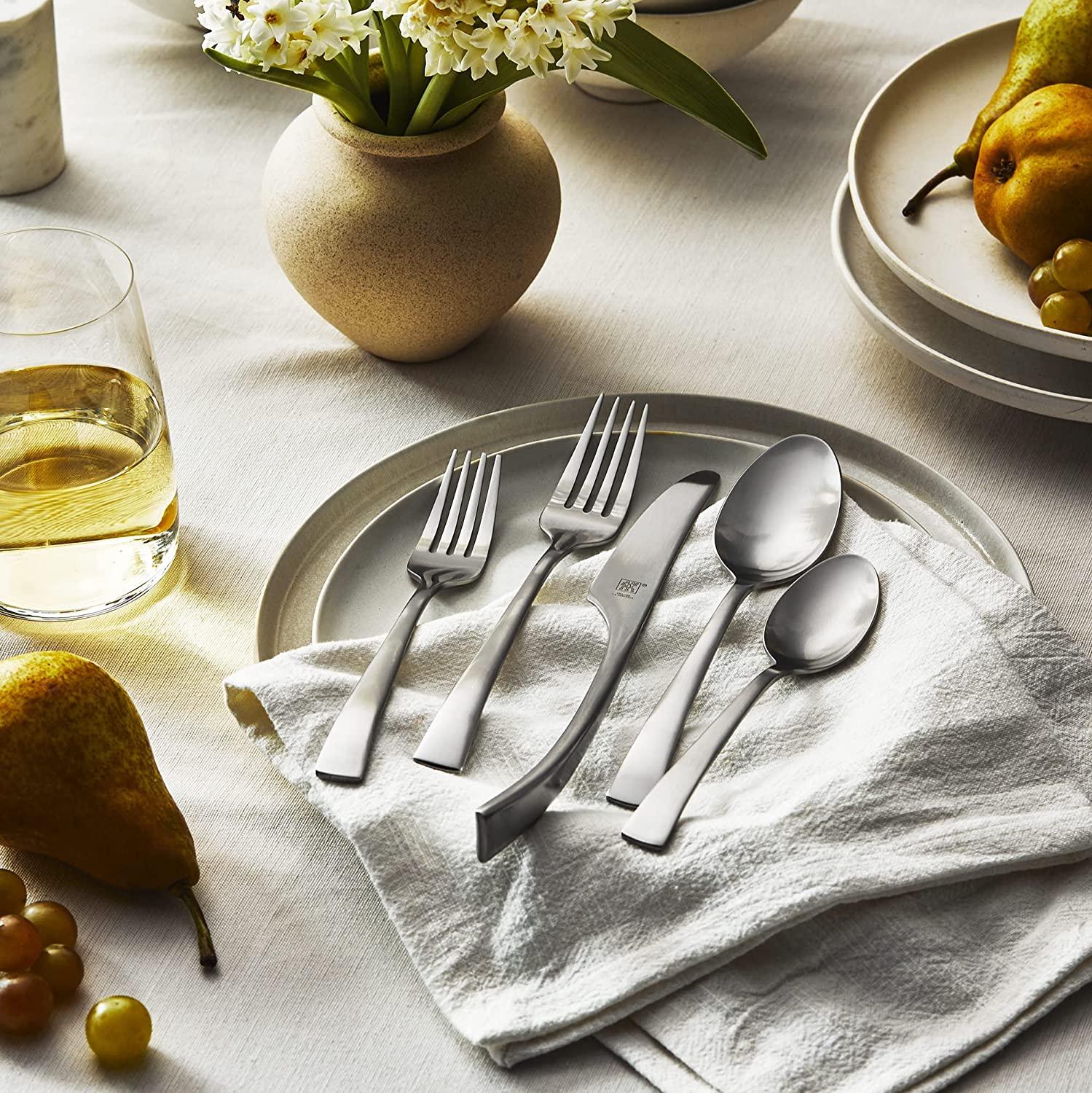 Zwilling JA Henckels Bellasera Satin 45-Piece 18/10" Stainless Steel Flatware Set, Silver