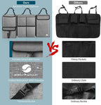 Car Trunk Organizer with Cooler, Hanging Car Organizers and Storage with Large Pockets, Zippers Detachable Seat Back Organizers Storage, Waterproof Car Storage Trunk Organizer for Jeeps, SUVs, Grey