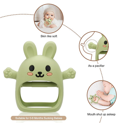 2 Pack Baby Teething Toy for 3-6 6-12 Months, Silicone Bunny Teething Mitten, Anti Drop Wrist Hand Baby Teethers 0 3 6 9 12 Months for Babies Sucking Needs