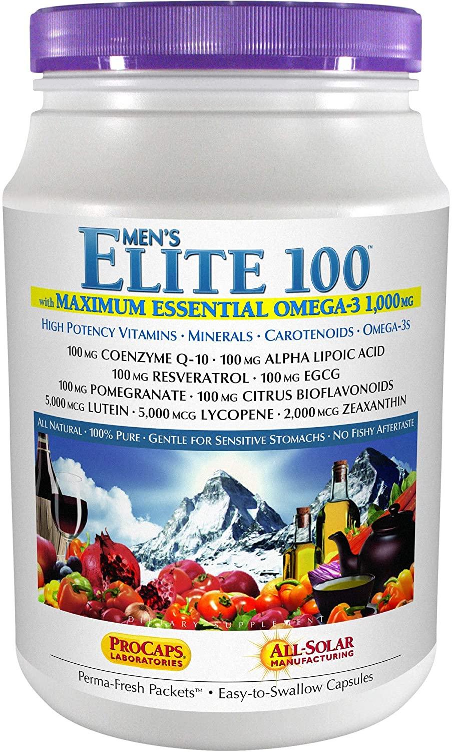 Andrew Lessman Multivitamin - Men's Elite-100 with Maximum Essential Omega-3 1000 mg 120 Packets – 40+ Potent Nutrients, Essential Vitamins, Minerals, Phytonutrients and Carotenoids. No Additives