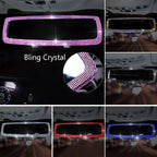 Car Rearview Mirror Cover, Interior Universal Auto Rear View Mirror Bling Rhinestone Luxury Surface Mirror Cover Auto Accessories
