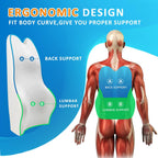 Lumbar Support Pillow- Memory Foam Car Back Support for Driving Fatigue/Back Pain Relief - Dual Straps Better Fix The Back Support - Dark Gray