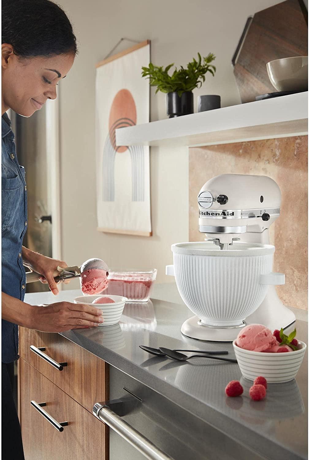 KitchenAid Ice Cream Maker Stand Mixer Attachment, 2 Quart, White