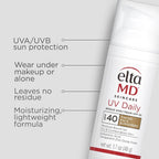EltaMD UV Daily Tinted Sunscreen with Zinc Oxide, SPF 40 Face Sunscreen Moisturizer, Helps Hydrate Skin and Decrease Wrinkles, Lightweight Face Sunscreen, Absorbs Into Skin Quickly, 1.7 oz Pump