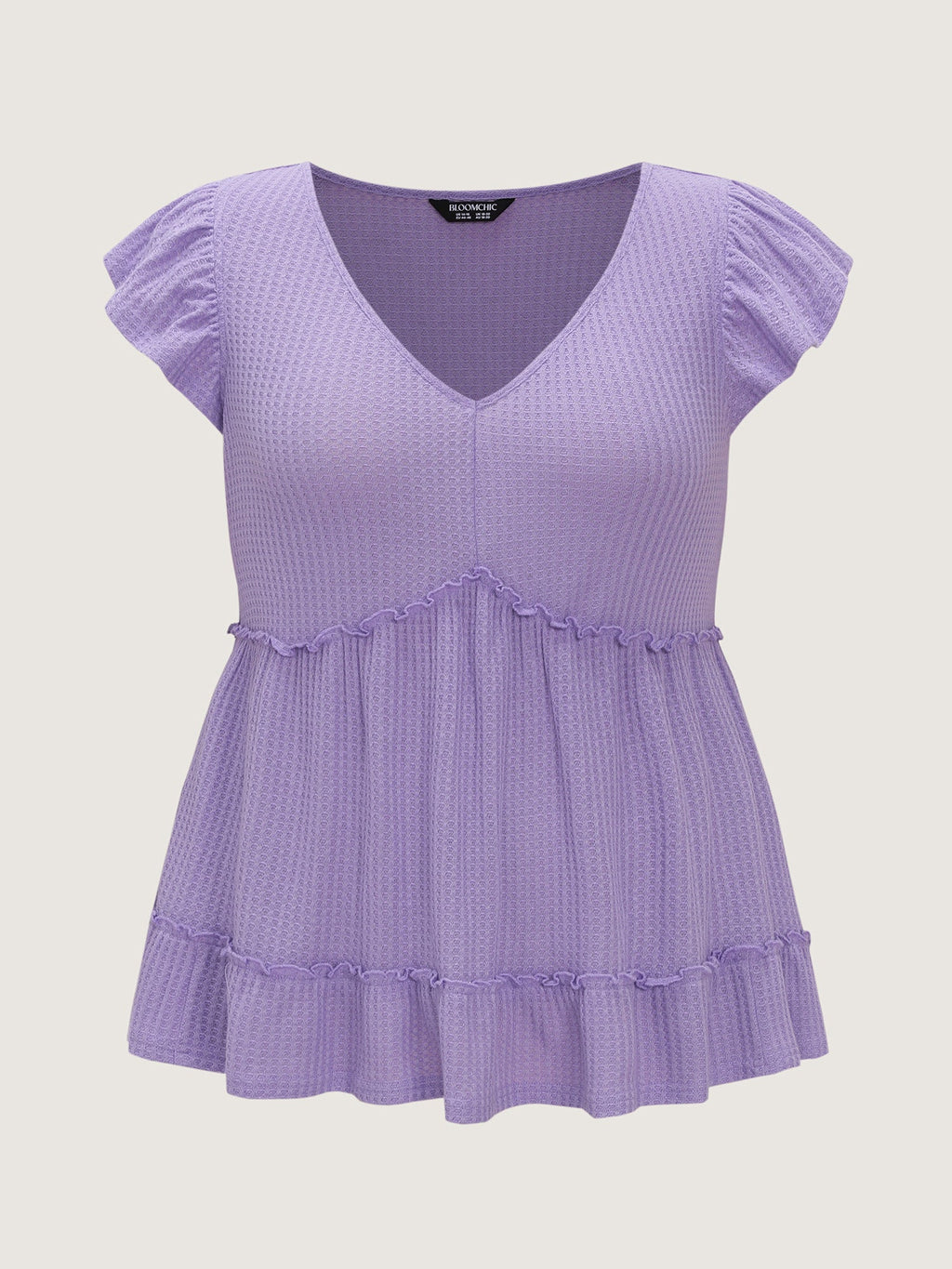 Stretchy Textured Flutter Sleeve Knit Top