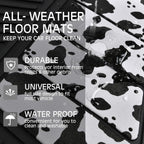 CAR PASSHeavy Duty Rubber Floor Mats Cow Print Car Mats 4-Piece Car Mat Set - Universal Waterproof Floor Mats for Car SUV Truck, Durable All-Weather Mats