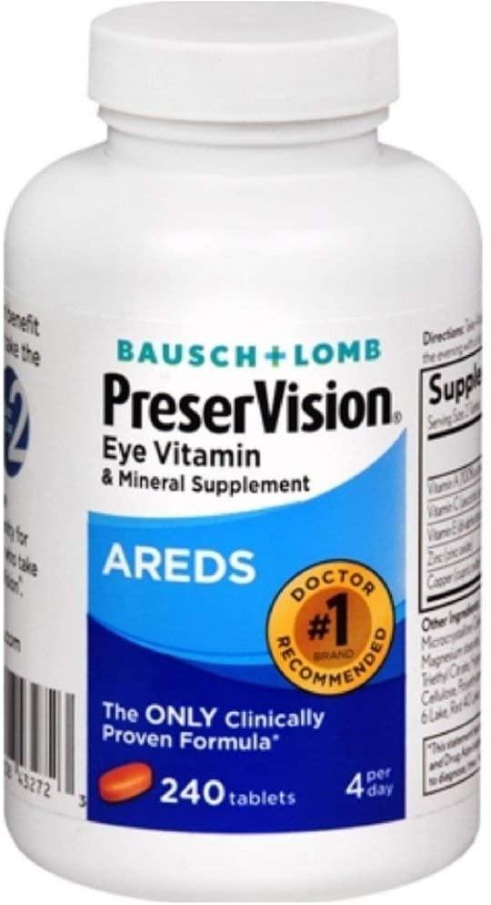 Bausch & Lomb PreserVision Areds, 240 Tablets (Pack of 6)