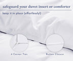 California  Den Cotton Duvet Cover - Premium 400 Thread Count Comforter Cover, Soft Sateen Weave, Button Closure and Corner Ties (1 Piece, Pure White, Queen)