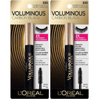 L'Oreal Paris Makeup Voluminous Original Washable Bold Eye Volume Building Mascara, Builds Lashes up to 2X Natural Thickness, Smudge Free, Clump Free, Carbon Black, 2 count