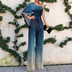 Fashion Blue Elegant Holiday Casual Jumpsuit Women
