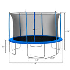 13ft 330lbs Load Trampoline With Enclosure For Kids Toddlers And Adults, Indoor Outdoor Recreational Exercise Trampoline, 156x156x112.6'' Blue