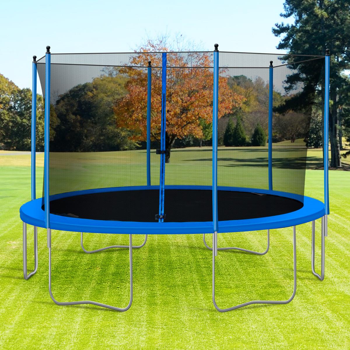 13ft 330lbs Load Trampoline With Enclosure For Kids Toddlers And Adults, Indoor Outdoor Recreational Exercise Trampoline, 156x156x112.6'' Blue