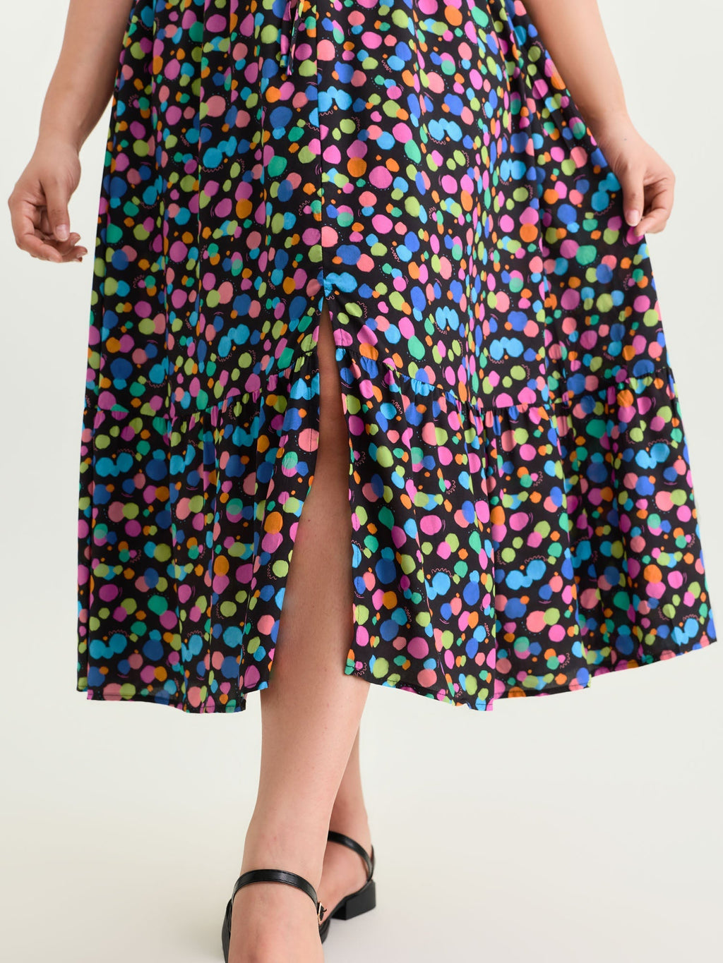 Multi-Color Polka Dots Print Midi Dress