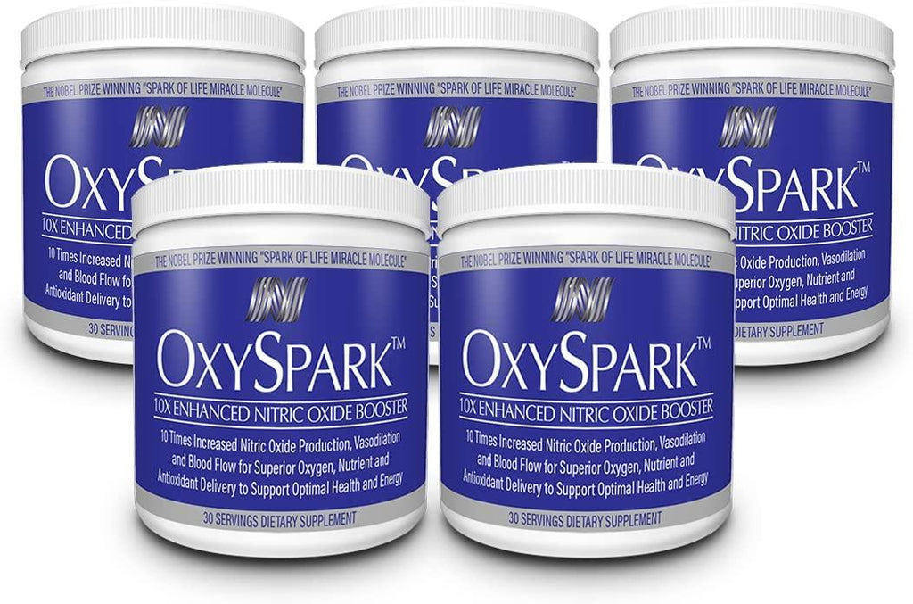 OxySpark, Nitric Oxide Booster Supplement, Award-Winning Ingredients, Clinically Proven Ingredients, Designed for Healthy Aging, Increased Blood Flow, Cell Repair, and Energy, with Beet Root 5 Pack