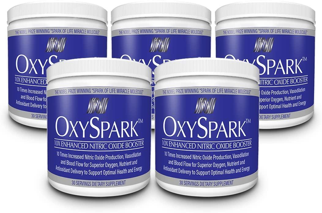 OxySpark, Nitric Oxide Booster Supplement, Award-Winning Ingredients, Clinically Proven Ingredients, Designed for Healthy Aging, Increased Blood Flow, Cell Repair, and Energy, with Beet Root 5 Pack