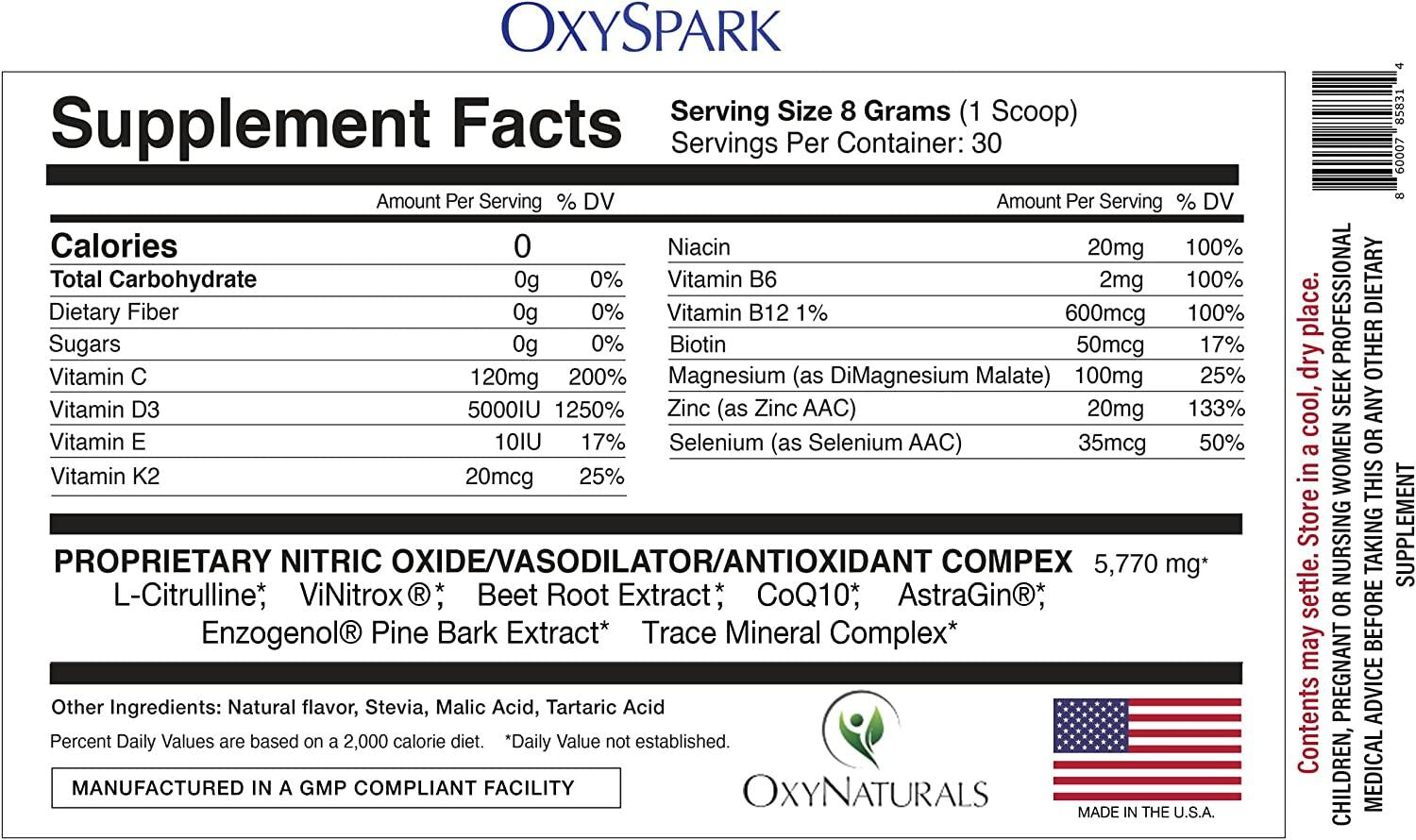 OxySpark, Nitric Oxide Booster Supplement, Award-Winning Ingredients, Clinically Proven Ingredients, Designed for Healthy Aging, Increased Blood Flow, Cell Repair, and Energy, with Beet Root 5 Pack