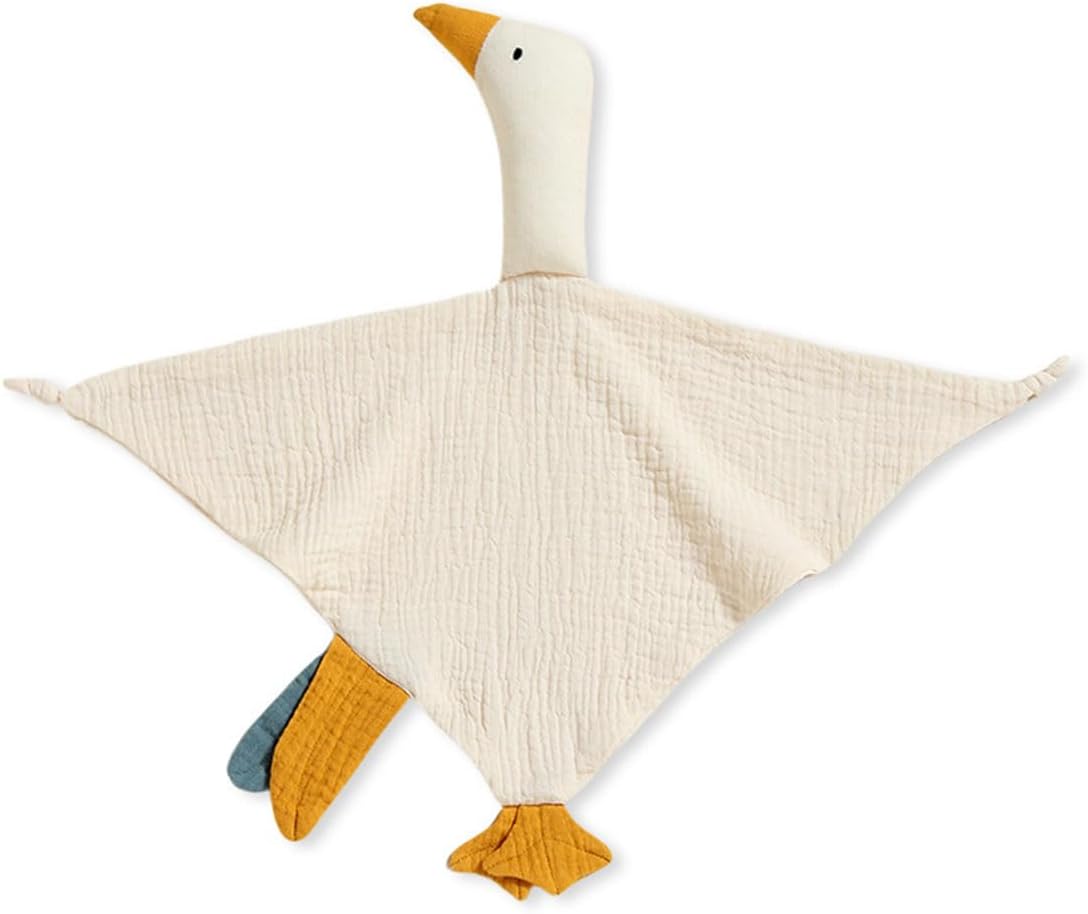Goose Lovey Muslin Cotton Baby Blanket, Soft Breathable Lovies for Babies, Muslin Fabric for Comfortable Sleep & Play(Black Green)