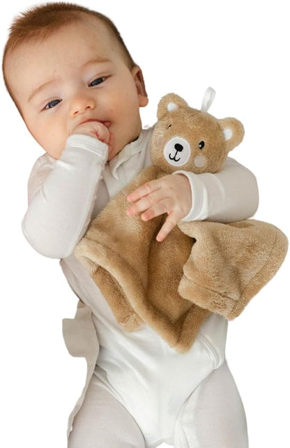 Loveys for Babies - Ultra-Soft Baby Lovey & Security Blankets for Babies, 12x12, Bunny & Bear, Soothing Comforter, Machine Washable, Perfect, Stroller & Bedtime Companion (Brown Bear)