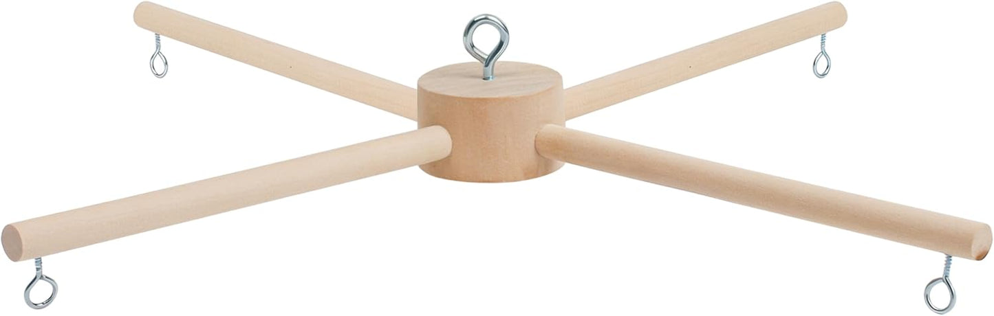 Baby Mobile Kit, Wooden Frame Crib Hanger, Mobile Mount Arm for Bed, Wind Chime Equipment Hanging DIY Toys, Ceiling Toy Decoration for Nursery Room, Bedroom, Natural Wood Decor for Infant Boy Girl Kid