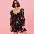 puffed long sleeve mini dress