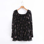 puffed long sleeve mini dress