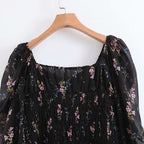puffed long sleeve mini dress