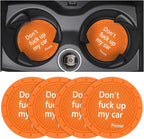 8sanlione Car Cup Coaster, 4Pcs 2.75 Inch Auto Cup Holder Insert Coasters, Anti-Slip Waterproof Embedded Drink Mat, Automotive Interior Accessories for Men and Women (D Orange/4PCS)