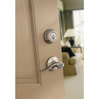 Tustin Satin Nickel Exterior Entry Door Lever and Single Cylinder Deadbolt Combo Pack Featuring SmartKey Security
