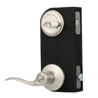 Tustin Satin Nickel Exterior Entry Door Lever and Single Cylinder Deadbolt Combo Pack Featuring SmartKey Security