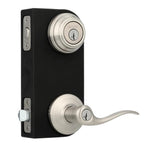 Tustin Satin Nickel Exterior Entry Door Lever and Single Cylinder Deadbolt Combo Pack Featuring SmartKey Security