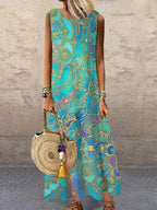 Round Neck Loose Casual Sleeveless Maxi Dress