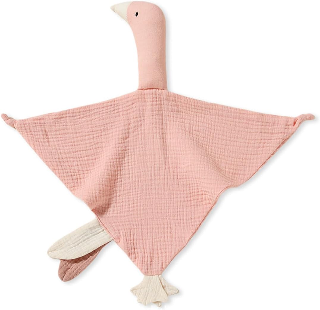 Goose Lovey Muslin Cotton Baby Blanket, Soft Breathable Lovies for Babies, Muslin Fabric for Comfortable Sleep & Play(Black Green)