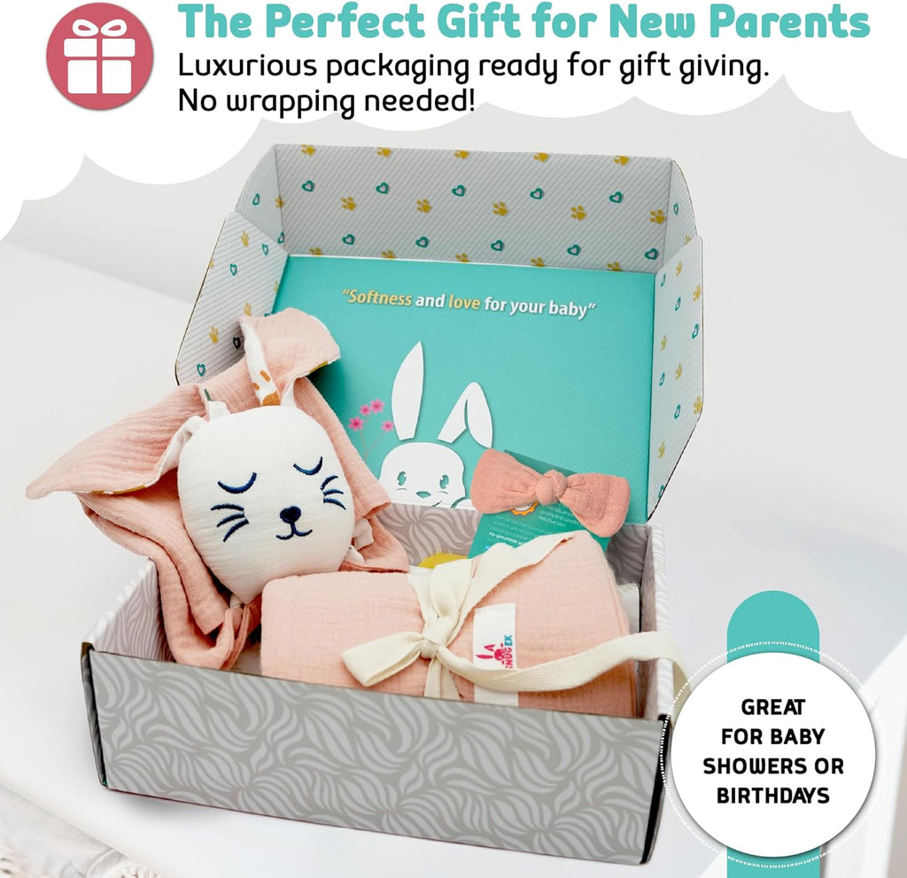 Baby Muslin Swaddle Blanket & Muslin Lovey Set – Soft Breathable 100% Cotton Muslin Security Blanket – Lovies for Babies, Boys & Girls – Perfect Set for Newborn
