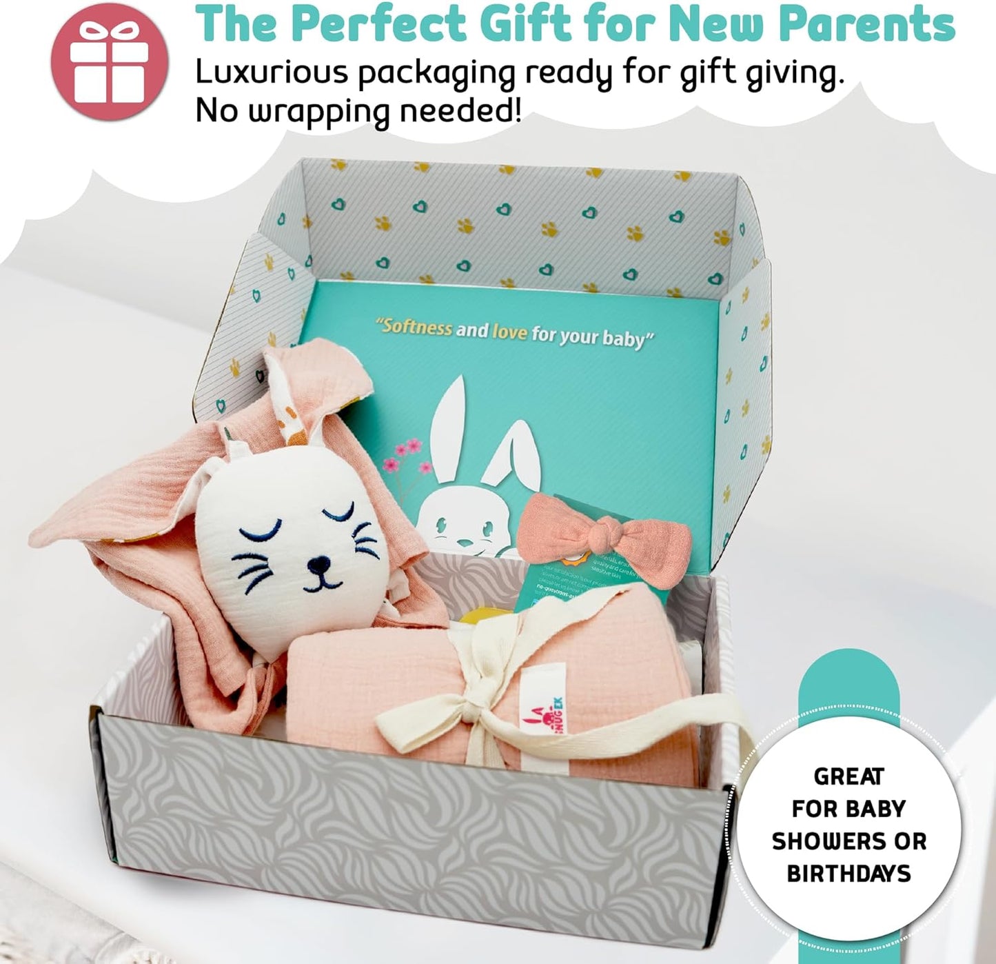 Baby Muslin Swaddle Blanket & Muslin Lovey Set – Soft Breathable 100% Cotton Muslin Security Blanket – Lovies for Babies, Boys & Girls – Perfect Set for Newborn