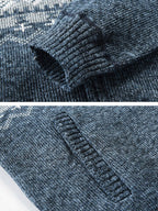 mens ethnic style knitted woolen zipper drawstring hooded sweater cardigan