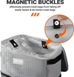 HOTOR Car Trash Can, 3-Gallon Ultra-Large Car Garbage Can, 100% Leakproof &amp; Waterproof Trash Can for Car, Multipurpose Car Trash Bin with Adjustable Straps, Magnetic Buckles, Mesh Pockets (Gray)