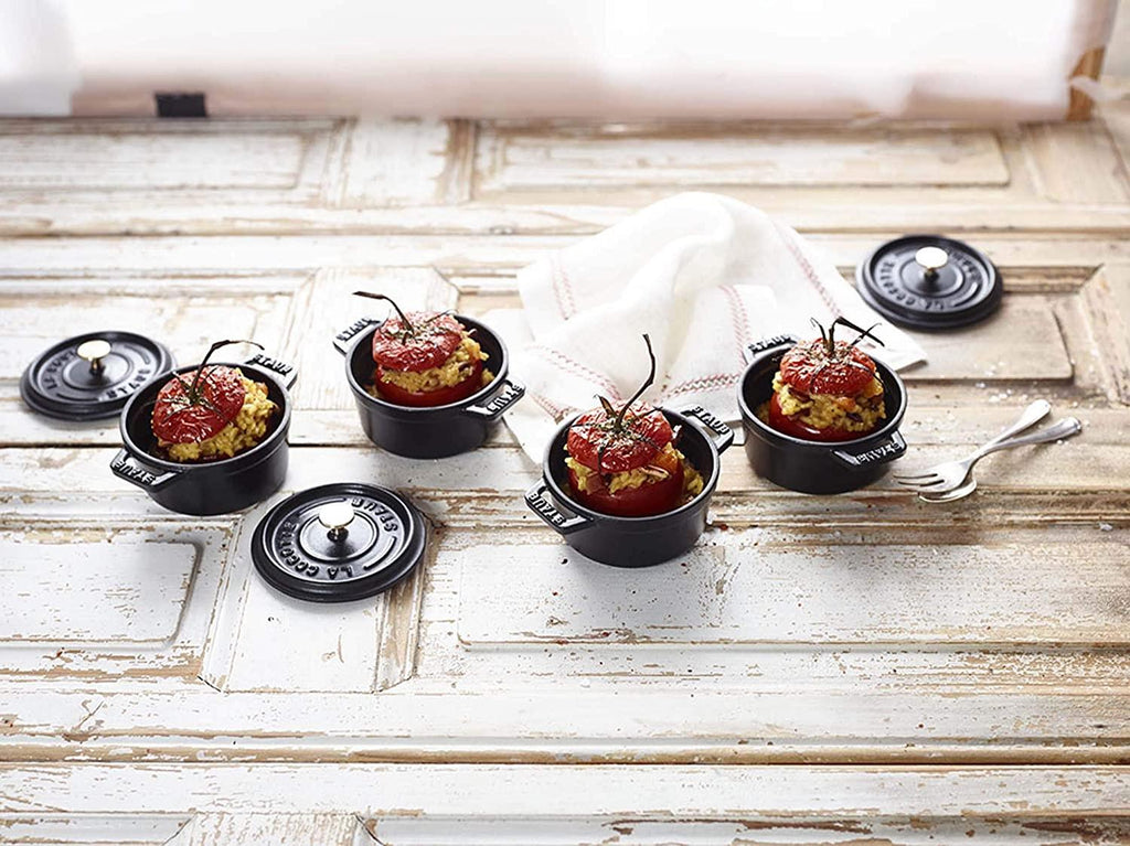 Staub Cast Iron 0.25-qt Mini Round Cocotte - Matte Black, Made in France