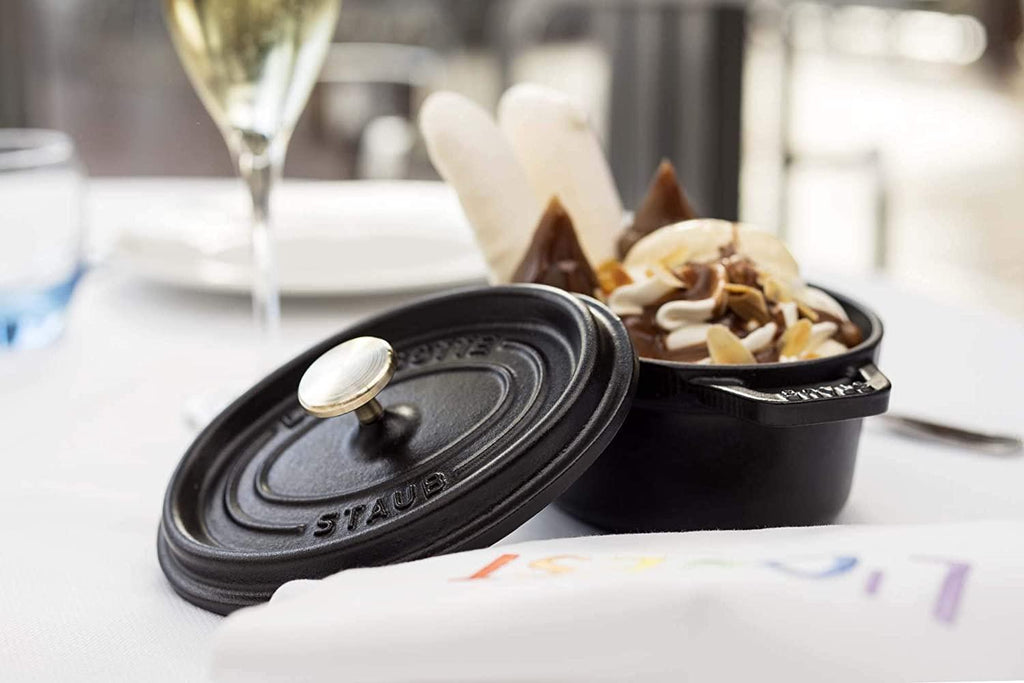 Staub Cast Iron 0.25-qt Mini Round Cocotte - Matte Black, Made in France