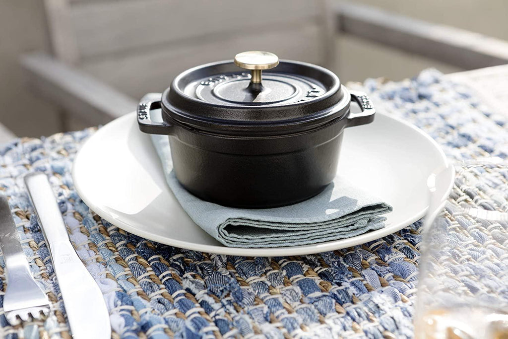 Staub Cast Iron 0.25-qt Mini Round Cocotte - Matte Black, Made in France