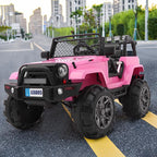 Ktaxon Kids Ride On Car Electric Double Drive 12V Battery Motorized Vehicles Children's Best Toy Car Safe w/ Remote Control, 3 Speeds, MP3 Player, AUX/ USB / TF Cards, Seat Belts, LED Lights - Pink