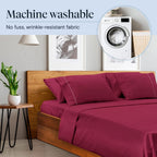 LuxClub Twin XL Sheets Set - Soft Twin Bed Sheets for Boys and Girls, 4 PC Deep Pockets 18" Eco Friendly Wrinkle Free Kids Fitted Sheets Machine Washable Hotel Bedding Silky Soft - Burgundy Twin XL